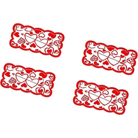 Lot de 4 sets de table décoratifs à motifs de flèches et de cœurs ajourés, parfaits pour la Saint-Valentin (rouge). (1/5)