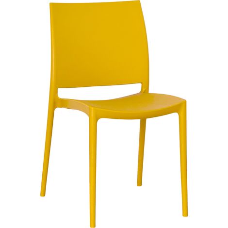 Silla de comedor Altea en plástico color amarillo mostaza modelo confort