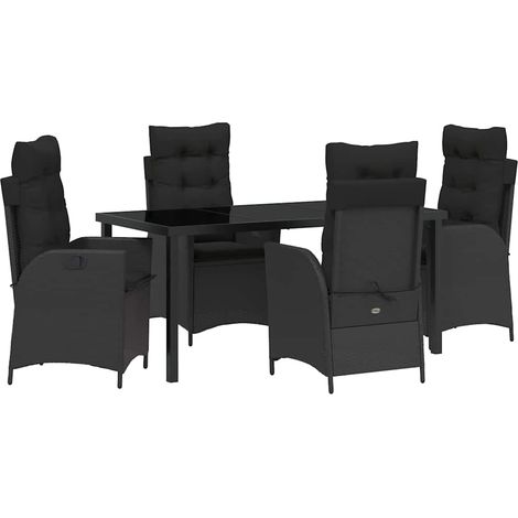 Maison Exclusive - Conjunto de Comedor de Jardín 5 pcs Negro ratá (1/5)