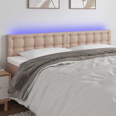 vidaXL Tête de lit à LED Cappuccino 160x5x78/88 cm Similicuir (1/5)