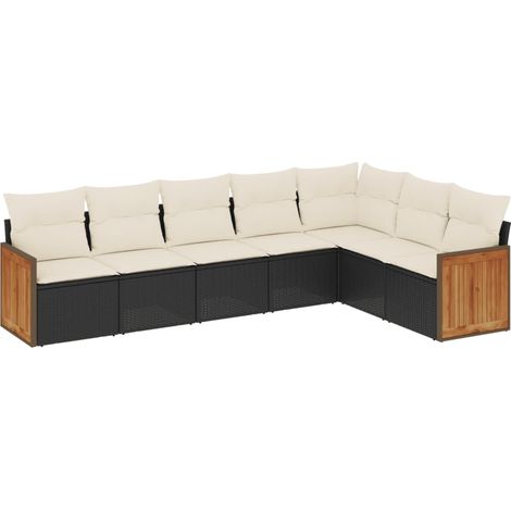 vidaXL Set Divani da Giardino con Cuscini 7pz Nero Polyrattan (1/5)