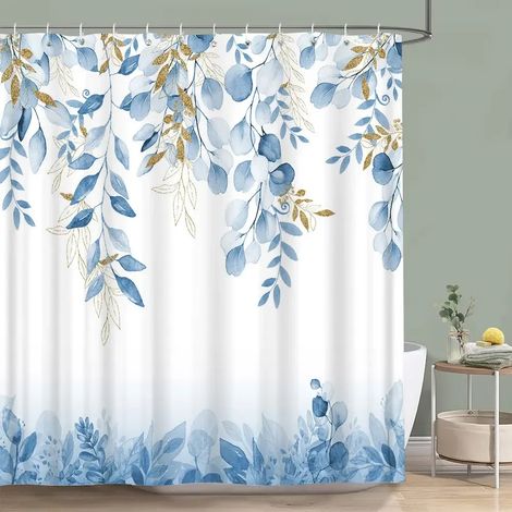 Filiyano-Rideau de douche vert sauge, motif botanique, feuilles d'eucalyptus, aquarelle, feuilles vertes, rideau de salle de bain fleuri, décoration