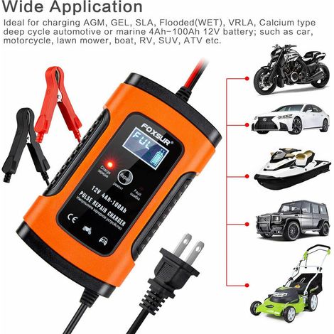 12V Fully Automatic Battery Charger/Maintainer for Cars, Motorcycles, ATV, RV, Boat and More (1/5)