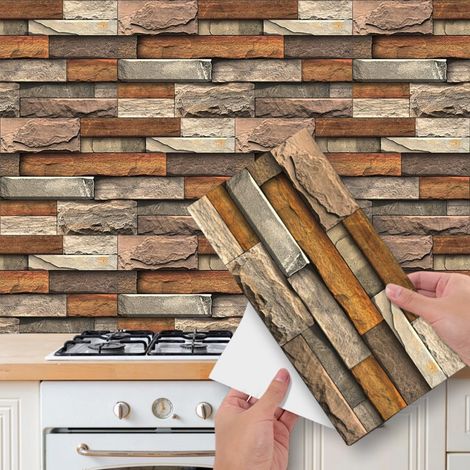 12 láminas de adhesivos para azulejos con diseño de ladrillo, aptos para azulejos de baño y cocina, autoadhesivos (15 cm x 30 cm) (1/5)