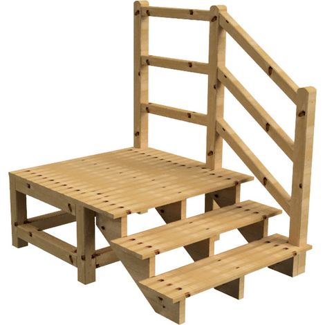 MILANO Außentreppe 3 Stufen H54 cm - Podest L116 x B120 cm - Treppengeländer rechts - Podestgeländer rechts