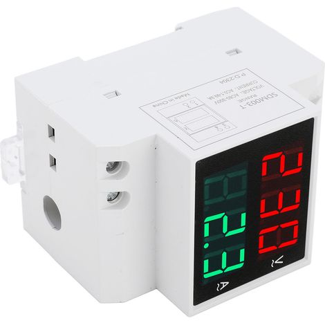 AC DIN-Schienen-Zähler, einphasig, mit zwei LED-Anzeigen, Voltmeter, Amperemeter, Spannungs- und Strommesser, AC 80–300 V, 0,1–99,9 A (1/5)