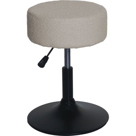 Tabouret HWC-C22, tabouret de maquillage, réglable en hauteur pivotant Ø 37cm Tissu Bouclé (450g/m²) MVG beige (1/2)