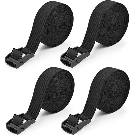 Spanngurte Schwarz 4m x 2.5cm, 4 Stück, 250kg Belastbarkeit
