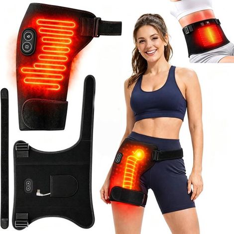 Ceinture chauffante portable avec fonctions de vibration et de chauffage électrique - Noir (1/5)