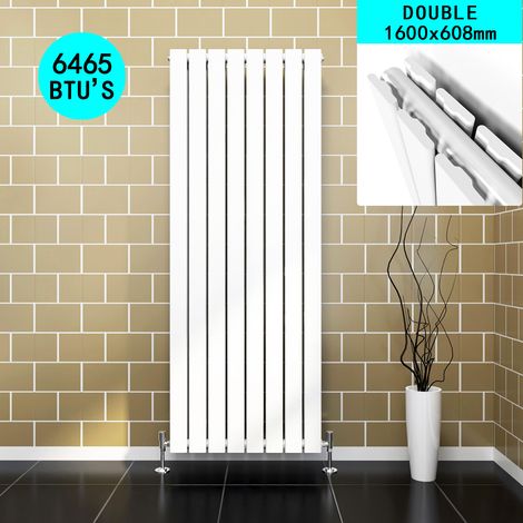 ELEGANT 1600x608mm White Designer Radiator Vertical Flat Panel Double Panel Radiator (1/5)
