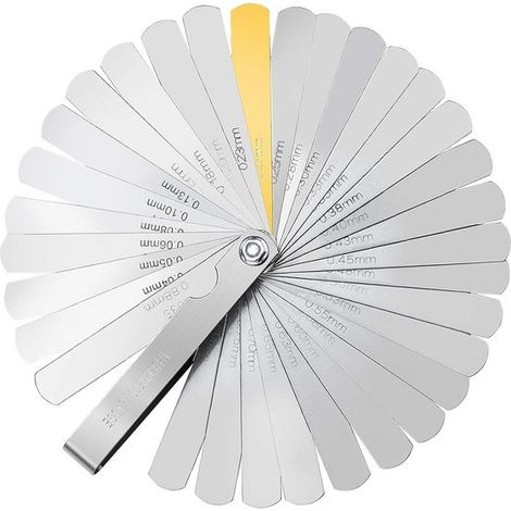 Juego de 32 galgas de espesores con cuchillas para una medición precisa. (1/5)