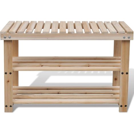 INLIFE Étagère à chaussures 2 en 1 et dessus banc Bois de sapin massif (1/3)