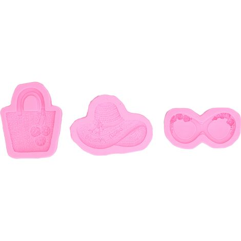 Set mit 3 Flüssigsilikonformen für Hüte, Taschen, Sonnenbrillen – DIY-Fondant-Kuchendekorationen, Schokolade (1/5)