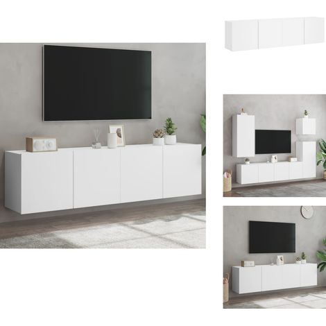 TV-Wandschränke 2 Stk. Weiß 80x30x41 cm - TV Schrank - Holzschrank - Wandregal - Wohnzimmereinrichtung - Fernsehtisch (1/5)