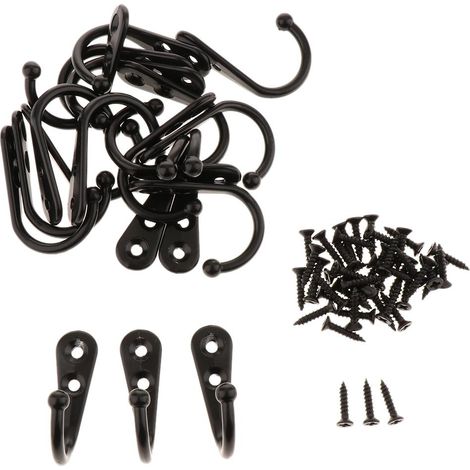 20 x Chapeau Manteau Robe Suspendus Métal Crochet Simple Portemanteau Noir (1/5)