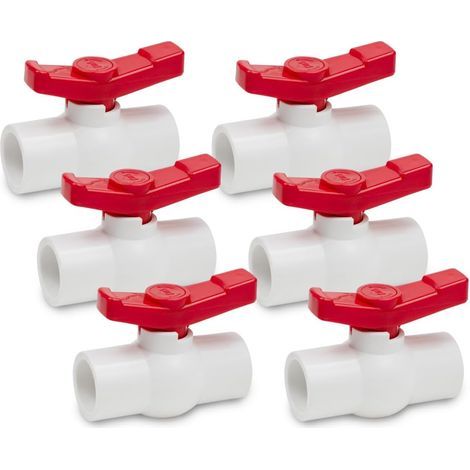6 Pcs 40MM Robinet à bille en PVC, robinet d'arrêt d'eau de robinet, robinet à poignée à 90 degrés, raccords de tuyauterie (1/5)