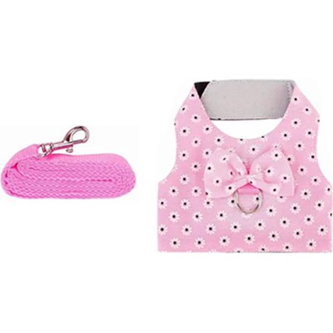 Harnais pour lapin, laisse ajustable, souple, léger et mignon, ceinture de promenade pour petits animaux de compagnie, hamsters et cochons d'Inde (1/5)