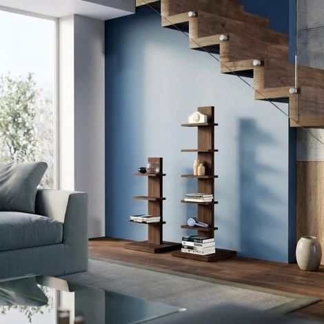 Sapientino: Comodino design multifunzione, libreria e portaoggetti per soggiorno, camera da letto o bagno - Noce Caracalla (1/5)