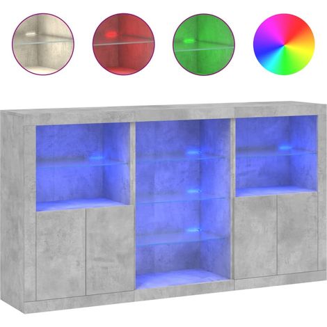Maison Exclusive - Aparador con luces LED gris hormigón 181,5x37x (1/5)