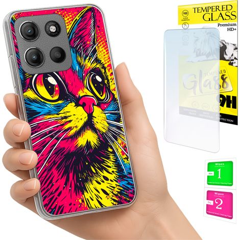 Funda para Motorola Moto G15 con diseño de gatito y cristal (1/5)