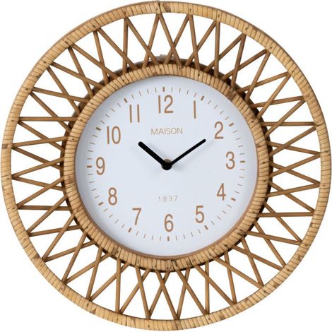 Horloge Murale en Rotin "Wonder" 40cm Naturel (1/2)