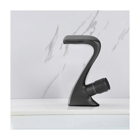 Einhebel-Waschtischarmatur, schwarzer Wasserhahn, Einloch-Wasserhahn, Aufsatzwaschtischarmatur, Chrom-Finish (1/4)