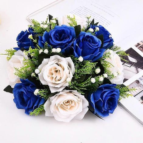 Compositions florales, bouquets, décoration de mariage, boules de roses, boules de fleurs en soie, fleurs artificiellesbleu royal (1/5)