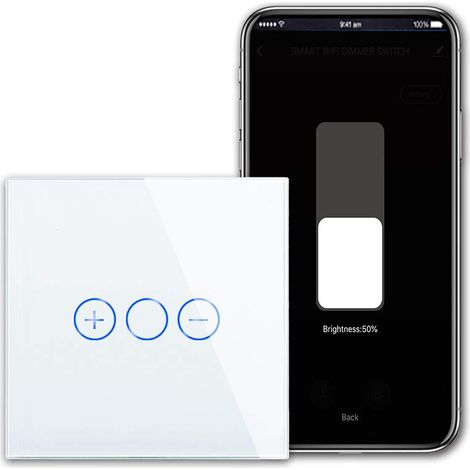 [PRODUIT RECONDITIONNE] Interrupteur Variateur WiFi CNBINGO Compatible Alexa et Google Home, Commande Tactile et Application Smart Life, 1 Pôle, Néces