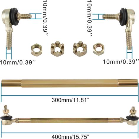 300mm steering tie rod accessories M10 ball joint compatible with ATVs, Bull four-wheelers, and beach buggies. (1/4)