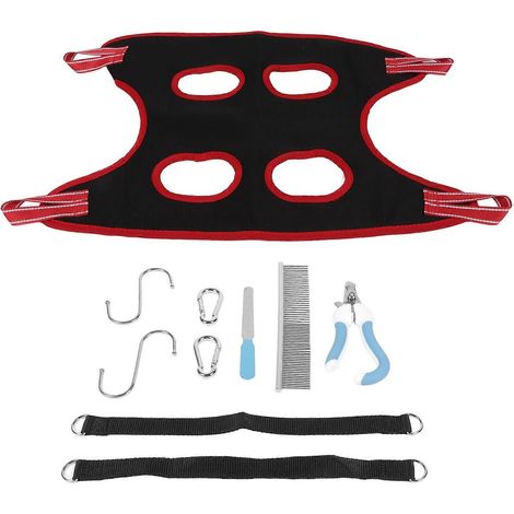 Atmungsaktives Hunde-Hängematten-Set, Sicherheits-Spanntasche, Pflegeschal mit Krallenschere und Bürste für Welpen und Katzen (1/5)