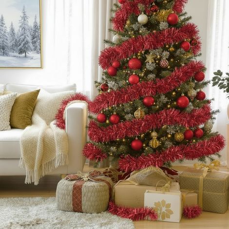 2m Thick Red 6 Ply Christmas Tinsel (1/2)