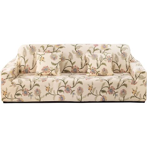 Housse Canape, Housse de Canapé d'angle Housse de Canapé Extensible 1/2/3/4 Places Jacquard Revêtement de Canapé (Fleurs, Housse Canape 3 Place: 181-230cm) (1/5)