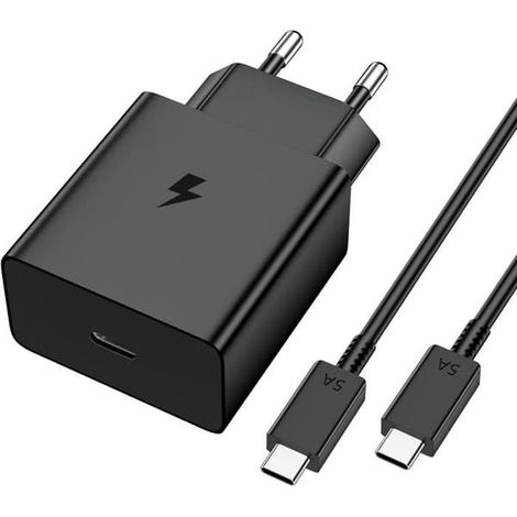 Chargeur rapide USB-C 60 W pour Samsung Galaxy S26 Ultra/A17/A16/A56/A36 – Adaptateur secteur USB-C avec câble USB-C noir de 1 m (1/5)
