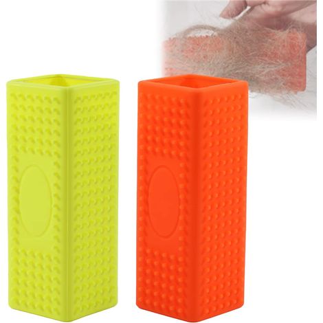 Spazzola in silicone per la pulizia di mobili e tappeti, peli di animali e divani, gialla e arancione