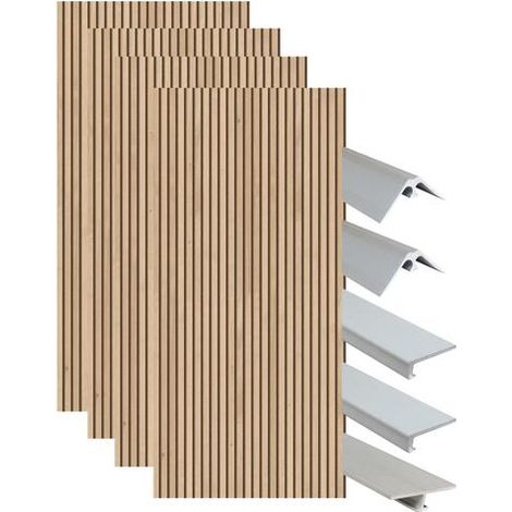 ONDEE ZEN - Pack montage 4 panneaux muraux en niche - Tasseau bois 200 cm - profilés chromés