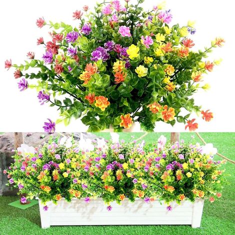 7 Lots de Styles Différents Plantes Artificielles Fleurs Simulation Extérieure Fleurs Fausse Fleur Decoration, Fleurs Artificielles pour La Décoration de Jardinage de Mariage de Jardin de Fête 35cm
