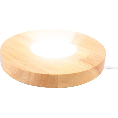 Zwei LED-Lichthalter aus Holz, Kristall-Präsentationsständer, 3 Modi für Acryl-Kunstwerke, 8 x 2,7 cm, Batterien nicht enthalten (1/3)