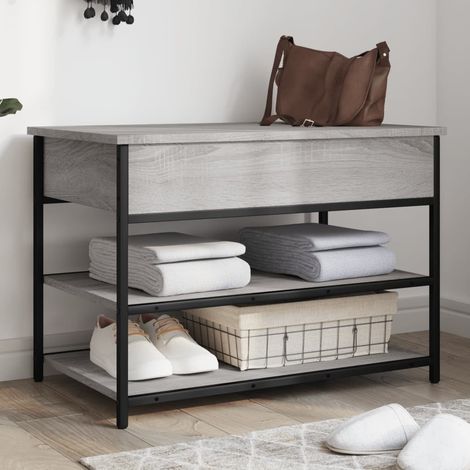 Banco zapatero madera de ingeniería gris Sonoma 70x42,5x50 cm vidaXL (1/5)
