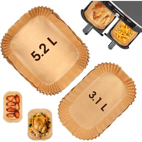 Papier sulfurisé jetable pour friteuse à air, 5,2 L, 3,1 L, 50 feuilles, pour une cuisson et une pâtisserie plus faciles et un nettoyage plus aisé.-AquaForge (1/5)