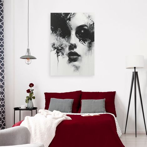 Wandbild für Wohnzimmer Schlafzimmer Abstraktes Porträt einer Frau Schwarz und Weiß 60x90 (1/4)