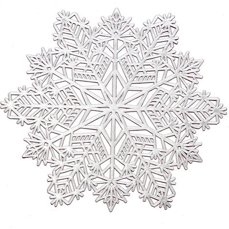 Wintop Lot de 6 sets de table métalliques en vinyle pressé pour décoration de table à manger Motif flocon de neige Argenté 38,1 x 34,1 cm'15"×13.5" Argenté'Argenté'15"×13.5"