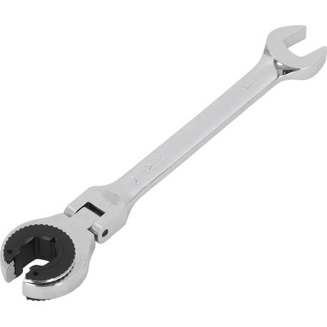 Clé à cliquet ouverte pour conduite de frein 12 mm, 72 dents, angle réglable, acier CR-V, pour tuyau d'huile (1/5)