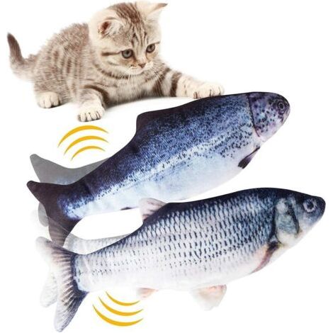 Jouet pour chat 2 pièces, jouet de poisson électronique de simulation réaliste, jouet pour chat poisson en mouvement USB chargement chaton joue, Ensoleillé (1/5)