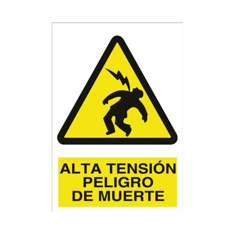 Señal de advertencia Alta tensión peligro de muerte Poliestireno 210X148 mm (1/2)