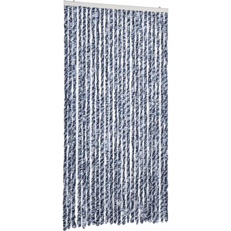 Rideau anti-mouches bleu et blanc 100x200 cm chenille CFW65093 (1/5)