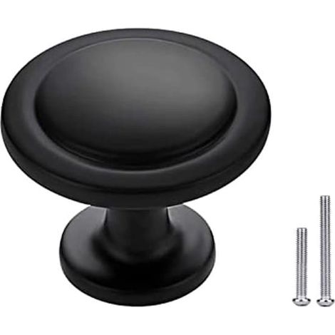 Poignées de porte rondes, lot de 30, poignées de meubles de 30 mm pour armoires et meubles de cuisine, noires (1/5)