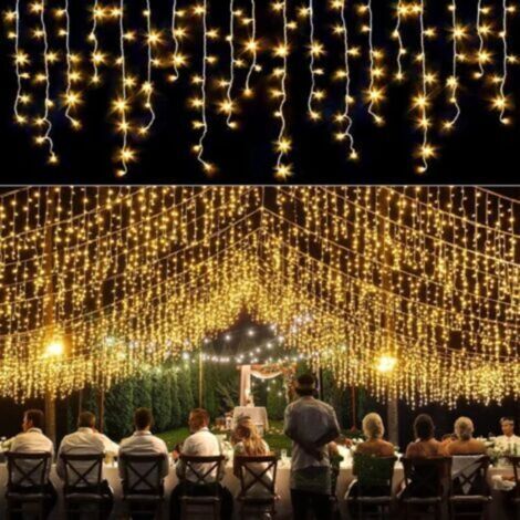 Guirlande lumineuse d'extérieur en forme de pluie glacée - Pour sapin de Noël - Décoration de Noël - Blanc chaud - Pour fête et Noël