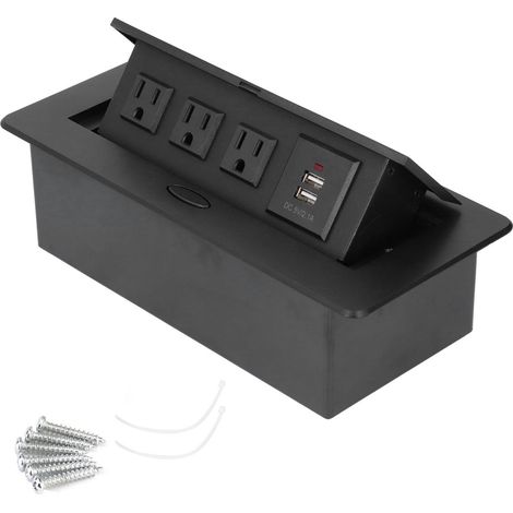 Multiprise encastrée moderne étanche à ouverture lente avec ports de chargement USB pour bureau à domicile (1/5)