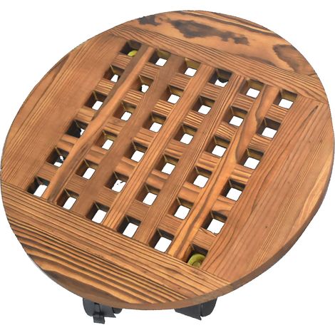 Plateau roulant en bois pour plantes avec 6 roues pivotantes 360°, support mobile pour fleurs d'intérieur (1/5)