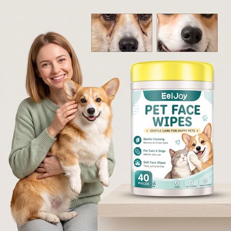 Lingettes nettoyantes pour le visage des chats et des chiens, idéales pour le nettoyage quotidien des taches du visage, laissant la peau propre, fraîche et facile à transporter -- 40 pièces (1/5)